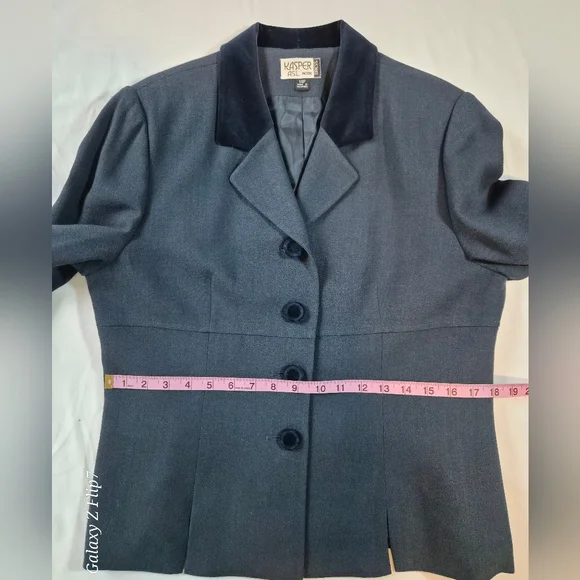 Kasper A.S.L. Petite 100% Wool Skirt Suit Set - Navy Blue - 14P - Picture 11 of 14